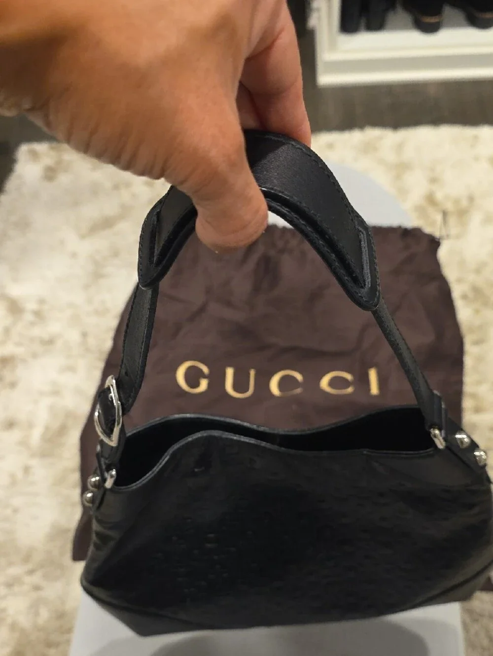 Gucci Black Monogram Hobo Bag